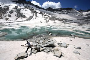 <p>A lake that has formed at the base of the melting Dagu glacier as temperatures rise on the south-east edge of the Tibetan Plateau.</p>