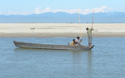 boat along Brahmaputra river 