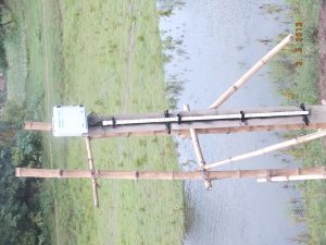 <p>A water level sensor, connected to a communication device to give a flash flood warning. Photo by Deo Raj Gurung</p>