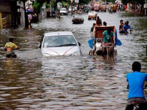 <p>A street in Patna flooded in recent rain (Image by Press Trust of India)</p>