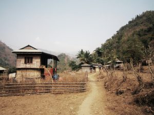 Traditional homes along the path in the village of Triveni, Dhankuta district, Nepal