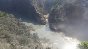 <p>The lake that has formed due to the landslide blocking the Kali Gandaki (Image courtesy Nagarik News)</p>