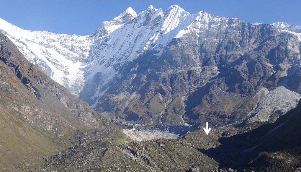 <p>The Lirung glacier, and how it has melted since 1949 [image by Marcus Nusser]</p>