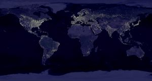 <p>A composite of hundreds of images created using satellite data collected at night. CO2 emissions are likely to stall this year as demand for electric power in countries such as China slows and more low-carbon energy is added to grids. (Photo: NASA)</p>