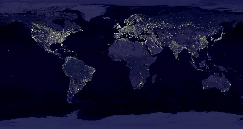 <p>A composite of hundreds of images created using satellite data collected at night. CO2 emissions are likely to stall this year as demand for electric power in countries such as China slows and more low-carbon energy is added to grids. (Photo: NASA)</p>