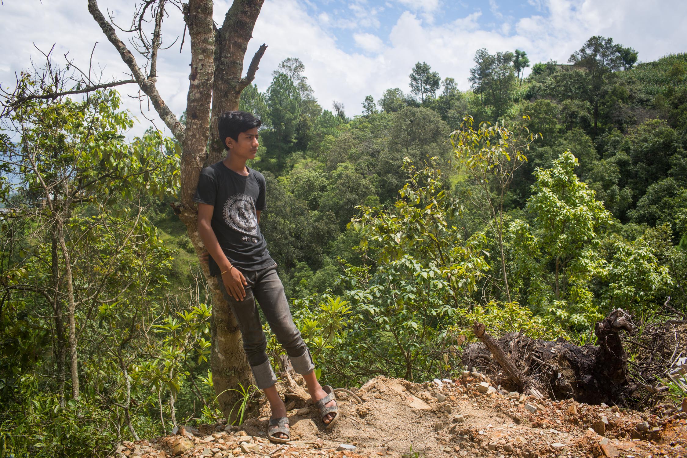Sunil Sundas, a school student from Timal, Kavre, hope that the Bodhichitta trees that is growing in his family land will feed his family in future.