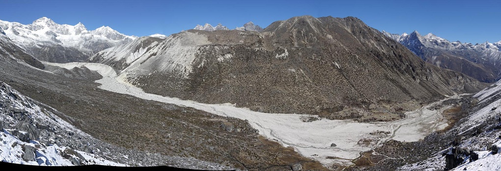 <p>Glacial lake outburst flood deposits at Dig Tsho / Langmoche valley [image by MattW/Flickr]</p>