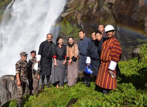 <p>Druk Green Power Corporation team at the Takti waterfall near Chukha project [image courtesy Chhewang Rinzin]</p>