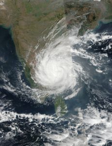 <p>A picture of cyclone Vardah captured by NASA</p>