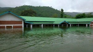 <p>A school submerged due to the Mapithel dam [image from Stop Mapithel Dam Facebook page]</p>