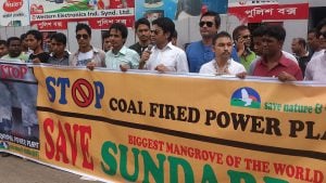 environmental activists in Bangladesh protesting against coal-based power plants