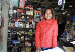 <p>CEO Mina Mahato in her shop in Pratapur, Kailali district, Nepal [image from: Ashden] </p>