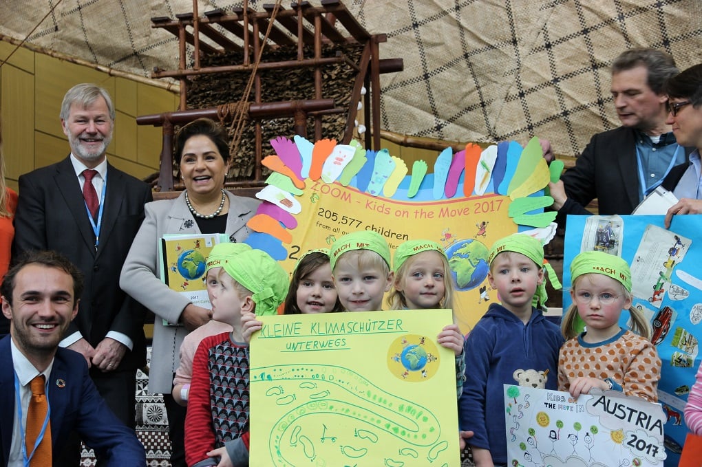 <p>Patricia Espinosa, the executive secretary of the UNFCC, at COP23, second from left [image by: Climate Alliance]</p>