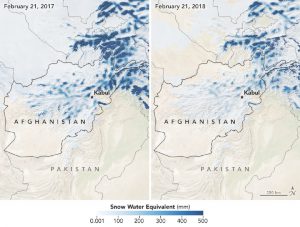 Afghanistan map of snow water equivalent