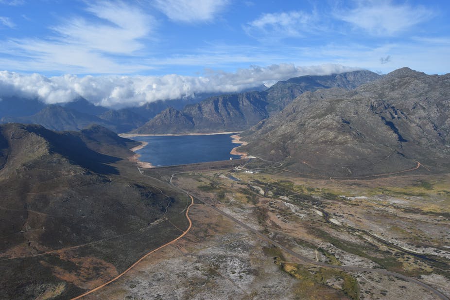 <p>The Berg River Dam on 7 March 2018 about 48% full [image by: Kevin Winter]</p>