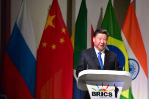 <p>Chinese president Xi Jinping addresses the 10th BRICS Summit in Johannesburg (image: <a href="https://www.flickr.com/photos/governmentza/43601610002/in/photostream/" target="_blank" rel="noopener">GovernmentZA</a>)</p>