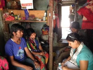 <p>Interview with Badi community members in Ramaghat village, Dailekh [image by: Diana Suhardiman]</p>