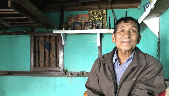 B. B. Rai, 75-year-old resident of Talkharka village near the Pangolakha Wildlife Sanctuary in East Sikkim