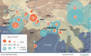 <p>Extent and impact of flood disasters in river basins originating in the Hindu Kush Himalayan region from 2010-14 (Source: EM-DAT/CRED www.emdat.be/)</p>