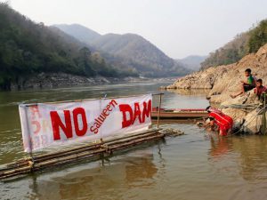 <p>Local communities continue to protest against Chinese backed projects on the Mekong [image courtesy: International Rivers]</p>