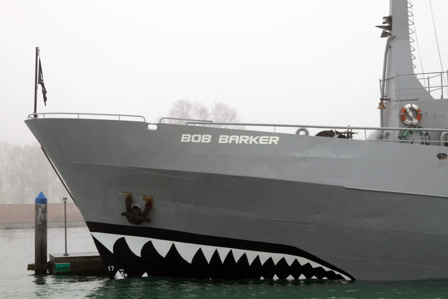 A general view of Sea Shepherd's Bob Barker ship in Certosa Island