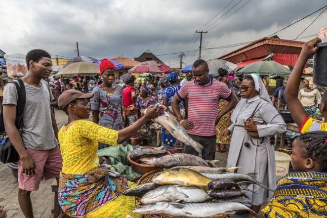 Fish being sold at the Asejire fish market in Makoko, Lagos