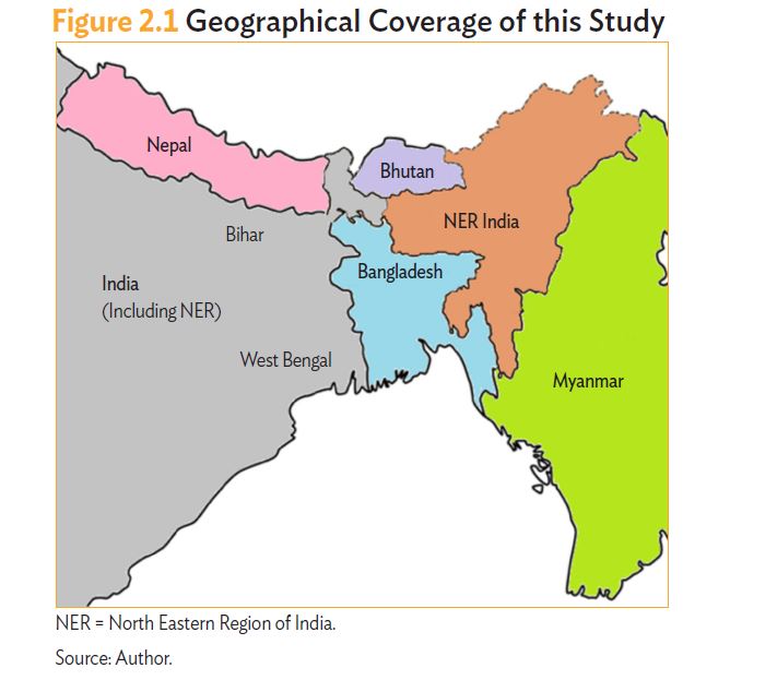map of north eastern region of india, geographical coverage of study 