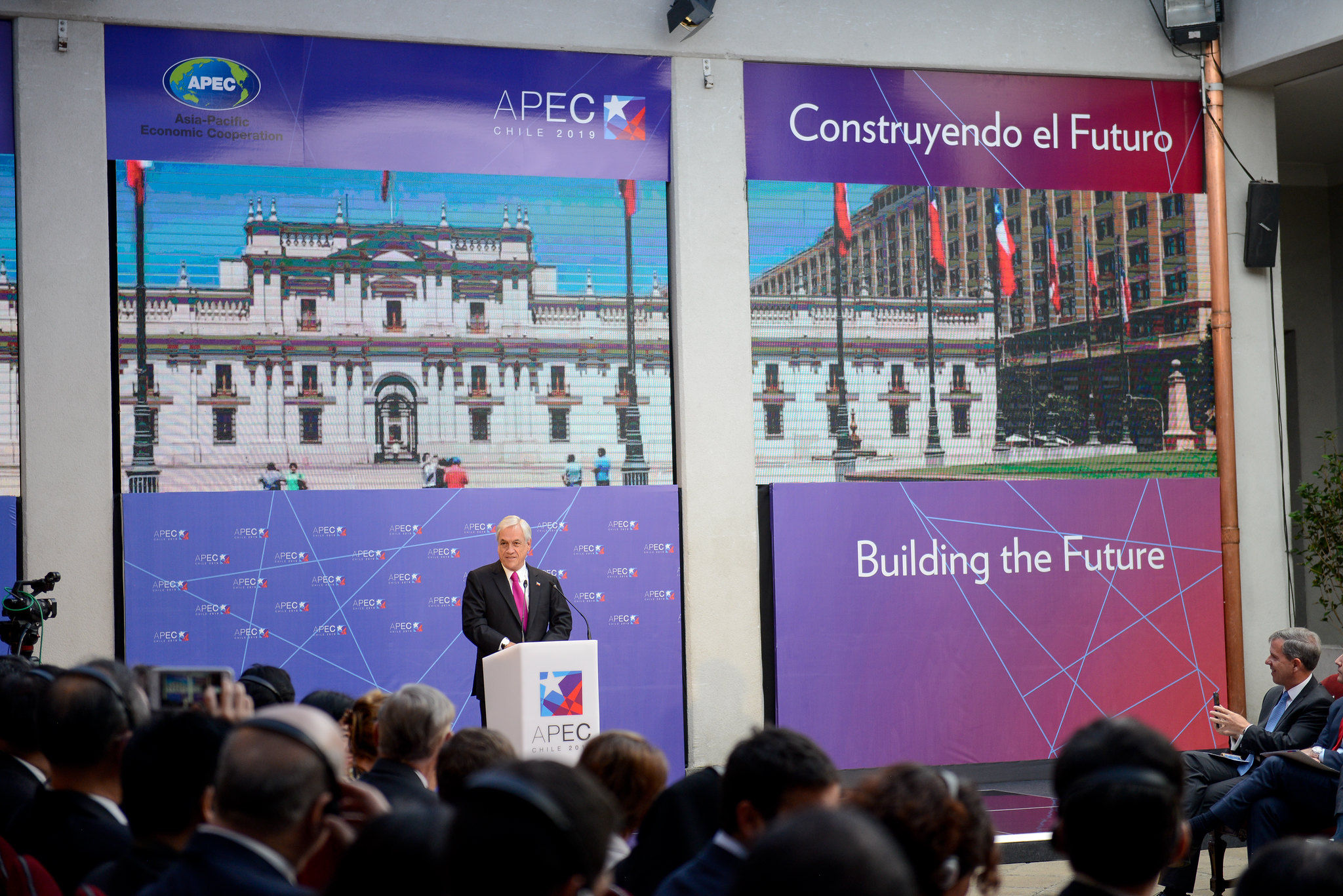 <p>President Sebastián Piñera at the launch event for the 2019 APEC Summit, to be held in Santiago, Chile (image: <a href="https://www.flickr.com/photos/secretaria_general_de_gobierno/46236812592/">Ministerio Secretaría General del Gobierno</a>)</p>