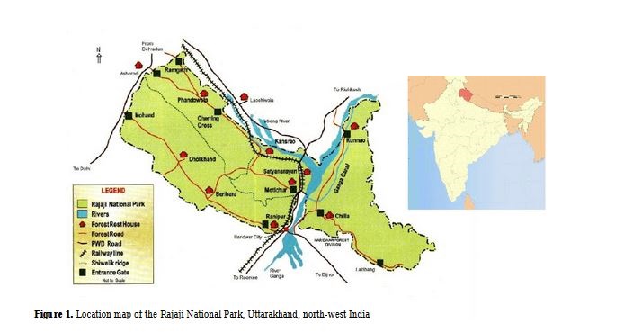 map of Rajaji National Park, Uttarakhand