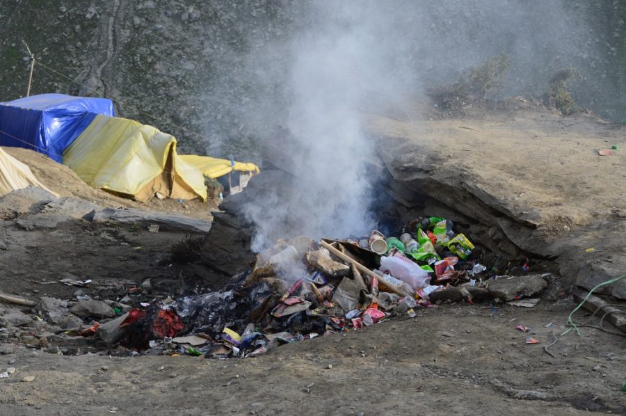 plastic waste burning