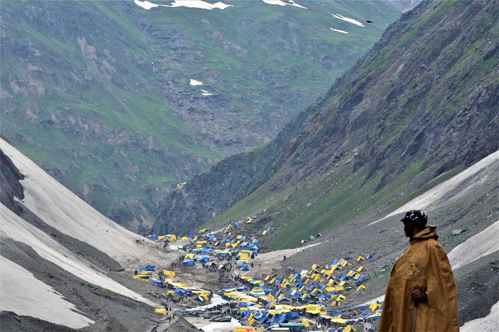 security man guarding ecologically sensitive areas near Amarnath Cave
