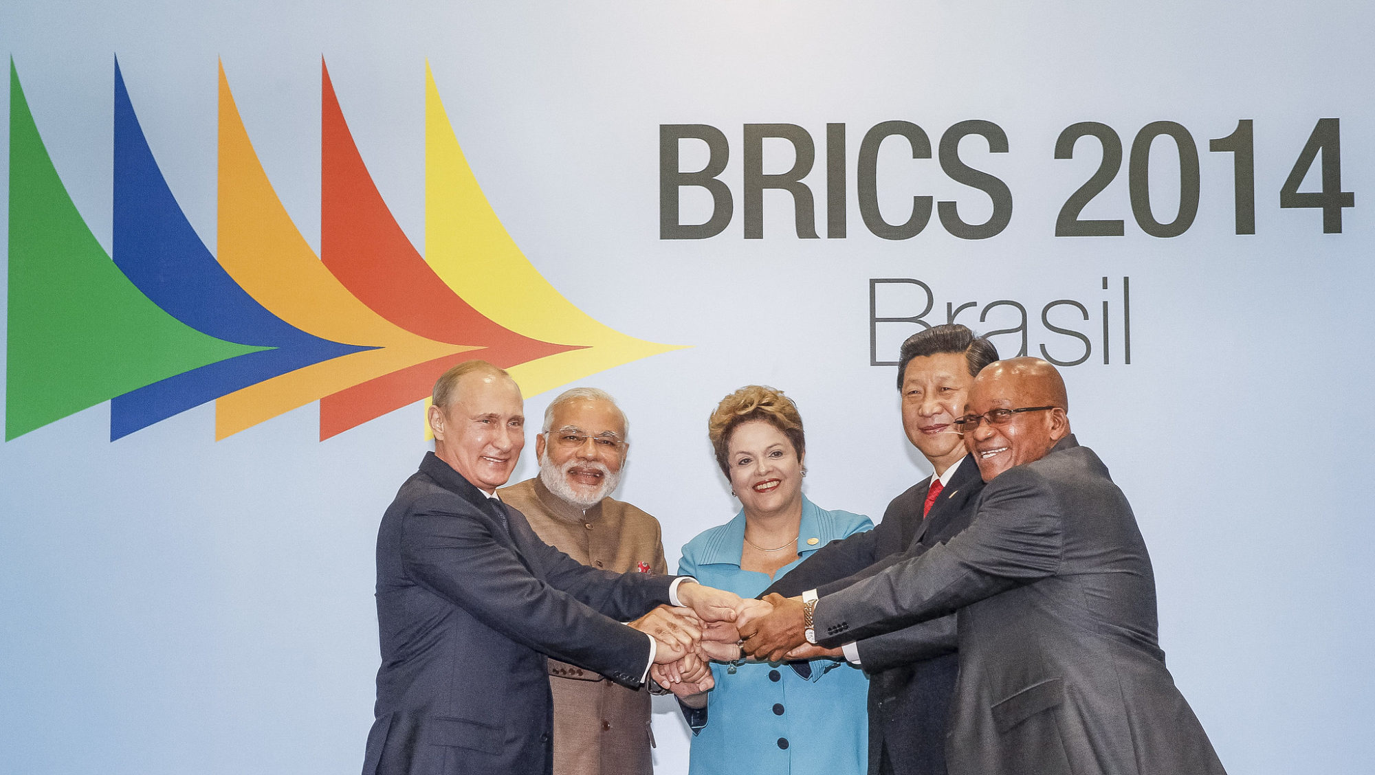 BRICS leaders pose at the 2014 summit.