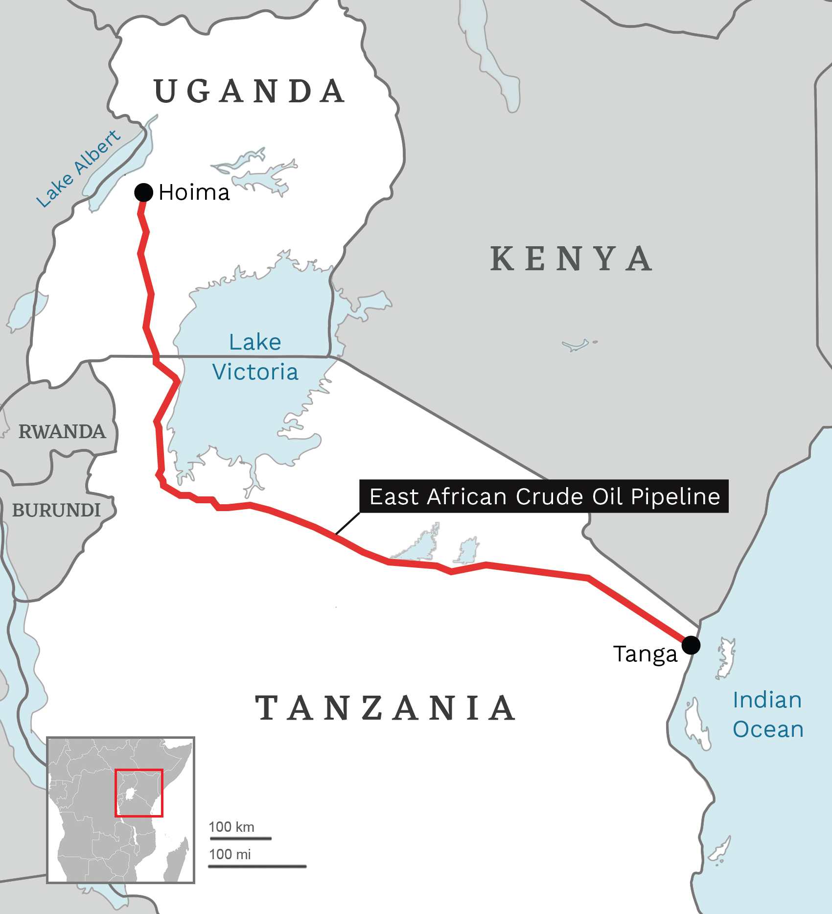 map of east african crude oil pipeline