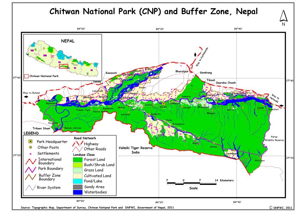 Map of Chitwan National Park (CNP) and Buffer Zone, Nepal