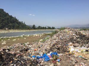 rubbish along banks of Poonch river