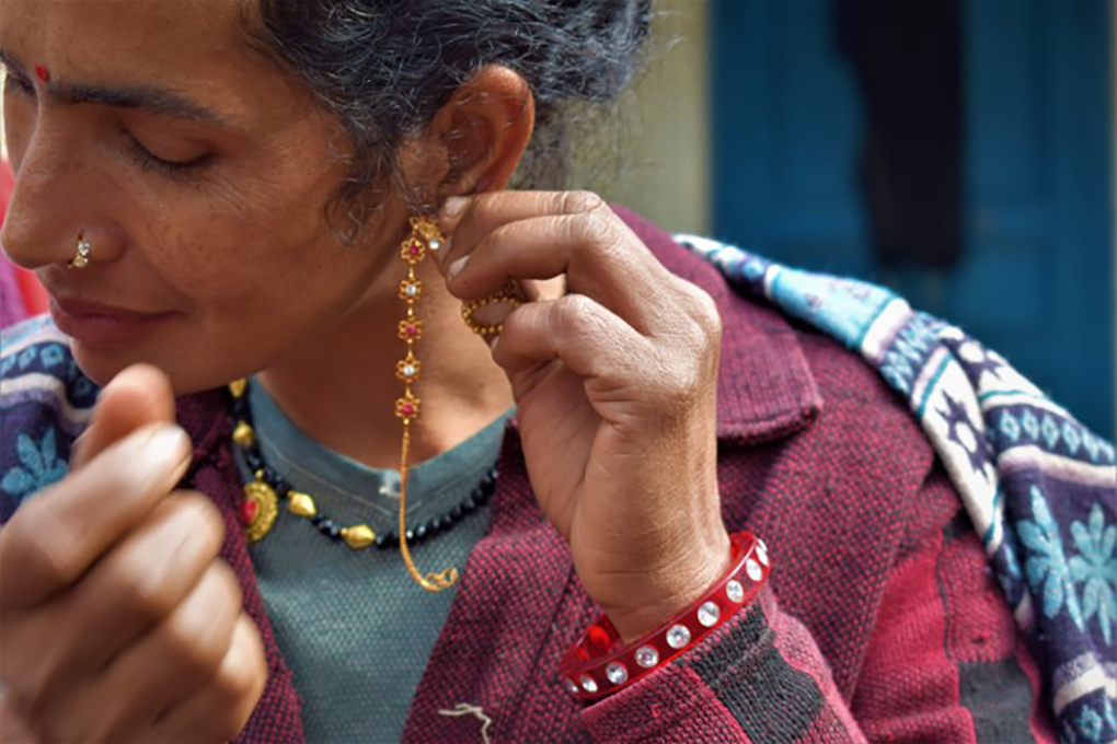 Jayanti Dhami earned enough from her farm to buy this pair of gold earrings