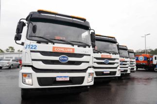 <p>BYD&#8217;s new electric trash compacting vehicles in Rio Janeiro (image: BYD)</p>