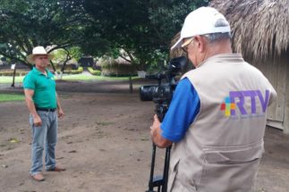 Mexican environmental defender Adán Vez, being filmed by RTV