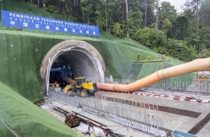 <p>One of the many tunnels being built as part of Malaysia&#8217;s new East Coast Rail Link to help prevent habitat fragmentation (Image: Alexandra Radu/China Dialogue)</p>