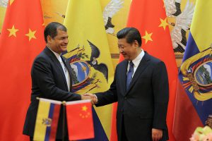 Ecuadorean president Rafael Correa meets counterpart Xi Jinping in Beijing last year. Today President Xi arrives in Ecuador for a 6-day trip around the APEC Summit in Peru (Image by 