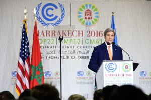 <p>US Secretary of State, John Kerry, addressing attendees at the UN climate summit in Marrakech, Morocco. (Image by US Department of State)</p>