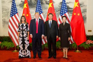 <p>President Trump and First Lady Melania Trump arrive in China. Pictured with President Xi Jinping and wife Peng Liyuan​​ (Shealah Craighead/The White House)</p>