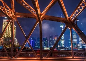 <p>Waibaidu Bridge in Shanghai. Infrastructure accounts for 70% of China&#8217;s capital spending, but much of it is at risk from climate change (Image by </p>