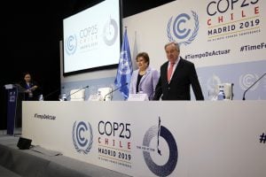 <p>联合国秘书长安东尼奥和《联合国气候变化框架公约》执行秘书帕特里夏出席了COP25首日的会议。图片来源：<a href="https://www.flickr.com/photos/unfccc/49152830436/">UNclimatechange</a></p>