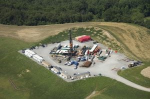 A Birdseye view of fracking rig in Butler County, Pennsylvania