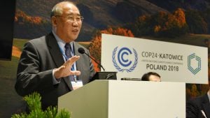 <p>Xie Zhenhua addressing last year’s UN climate talks (Image: IISD)</p>