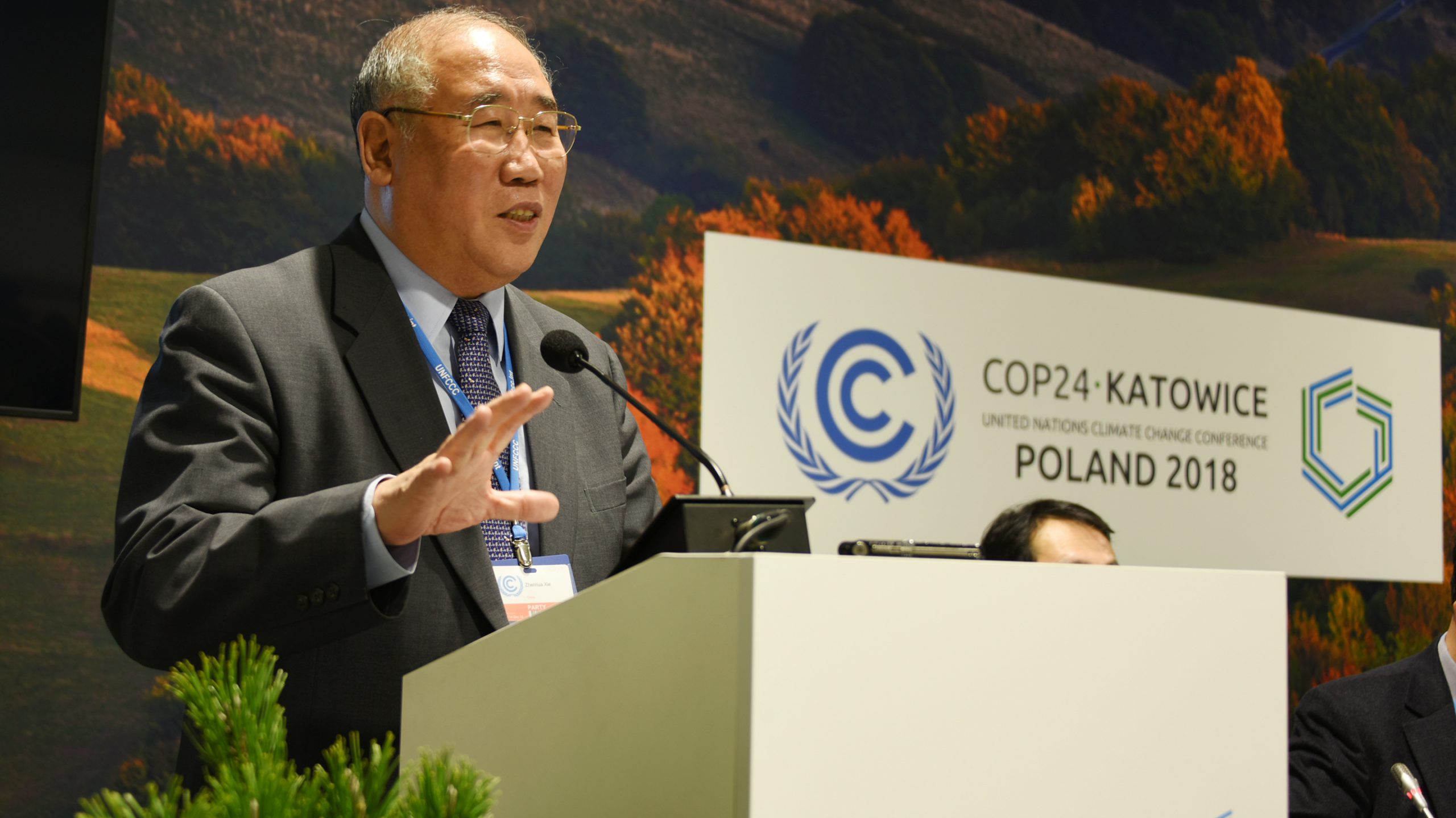 <p>Xie Zhenhua addressing last year’s UN climate talks (Image: IISD)</p>