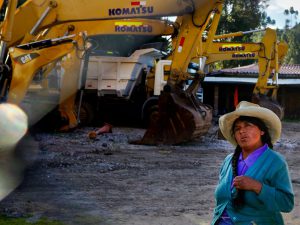 <p>Idle mining equipment in Cajamarca, Peru is evidence of work that stopped in the development of the Newmont Mining Conga mine due to citizen opposition over water-related risks. (Image by&nbsp;J. Carl Ganter / Circle of Blue)</p>