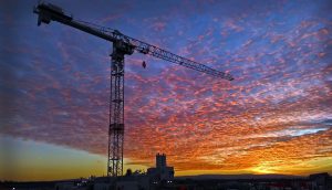 tower crane at sunset
