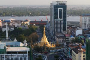 <p>The site of the second phase of New Yangon City is due to be situated across the river from the iconic&nbsp;Sule Pagoda. (Image: Alamy)</p>
